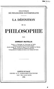 Cover of: La definition de la philosophie