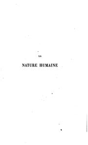 Cover of: La nature humaine, essais de psychologie appliquée by Jean-Félix Nourrisson