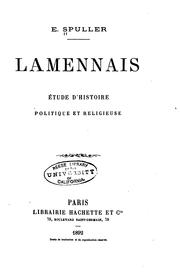Cover of: Lamennais: étude d'histoire politique et religieuse