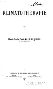 Cover of: Klimatotherapie by Enoch Heinrich Kisch