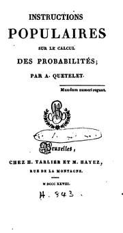 Cover of: Instructions populaires sur le calcul des probabilities