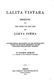 Cover of: Lalita Vistara: Erzälung von dem Leben und der Lere des ÇÂKYA Simha