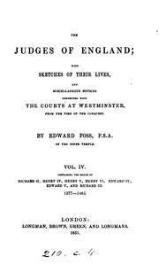 Cover of: The judges of England, from the time of the Conquest