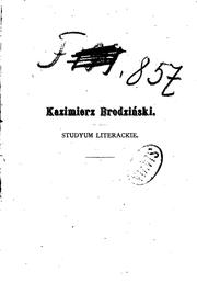 Cover of: Kazimierz Brodziński: studyum literackie