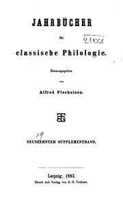 Cover of: Jahrbücher für classische Philologie by Alfred Fleckeisen