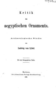 Cover of: Kritik des aegyptischen Ornaments: Archaeologische Studie