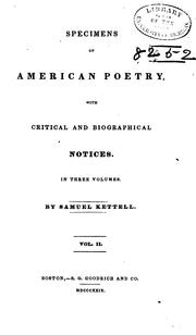 Cover of: Kettell, Samuel: Specimens of American Poetry...