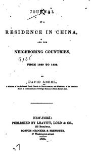 Cover of: Journal of a Residence in China: And the Neighboring Countries, from 1829-1833