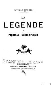 Cover of: ... La légende du Parnasse contemporain