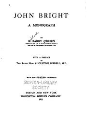Cover of: John Bright: A Monograph by Richard Barry O'Brien