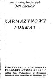 Cover of: Karmazynowy poemat