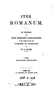 Cover of: ITER Romanum: Im Auftrage des hohen maehrischen Landesausschusses in den Jahren 1852 und 1853