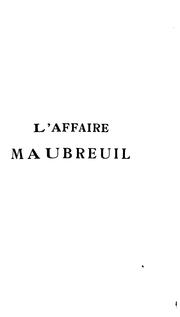 Cover of: L'Affaire Maubreuil by Frédéric Masson