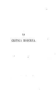 Cover of: La critica moderna by Gaetano Trezza