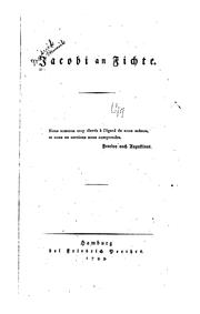 Cover of: Jacobi an Fichte...