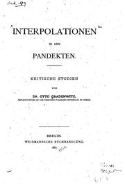 Cover of: Interpolationen in den Pandekten: Kritische Studien