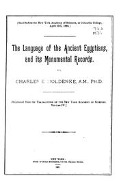 Cover of: The Language of the Ancient Egyptians and Its Monumental Records
