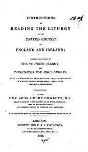 Cover of: Instructions in reading the liturgy of the united Church of England and Ireland: Offered to the ...