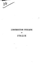 Cover of: L'instruction publique en Italie