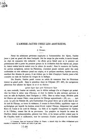 Cover of: L'Ambre jaune chez les Assyriens