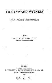 Cover of: The inward witness and other discourses