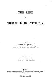Cover of: The Life of Thomas Lord Lyttelton