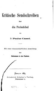 Cover of: Kritische Sendschreiben über die Probebibel: mit einer wissenschaftlichen Anmerkung über ...