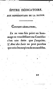 Cover of: L'ami des Loix: Comédie en cinq actes, en vers
