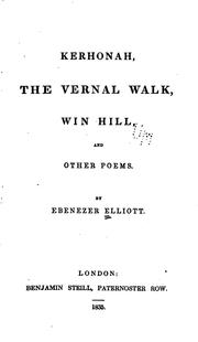 Cover of: Kerhonah, The Vernal Walk, Win Hill, and Other Poems.