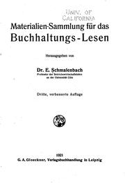 Cover of: Materialien-sammlung für das Buchhaltungs-lesen by E. (Eugen) Schmalenbach