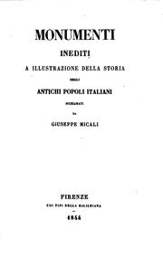 Cover of: Monumenti inediti a illustrazione della storia degli antichi popoli italiani