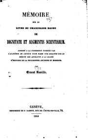 Cover of: Memoire sur le livre du chancelier Bacon: De dignitate et augmentis scientiarum