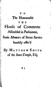 Cover of: Memoirs of Secret Service by Matthew Smith