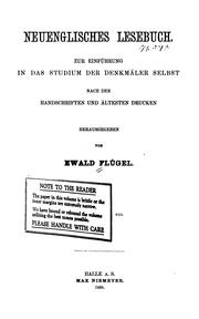 Cover of: Neuenglisches Lesebuch: Zur Einführung in das Studium der Denkmäler selbst nach den ...