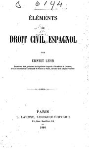 Cover of: Éléments de droit civil espagnol