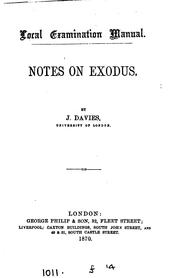 Cover of: Local examination manual. Notes on Exodus