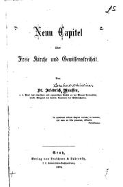 Cover of: Neun Capitel über freie Kirche und Gewissensfreiheit