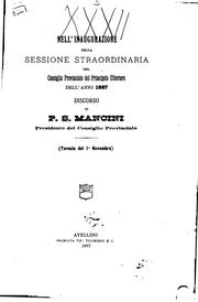 Cover of: Nell'inaugurazione della sessione straordinaria del consiglio provinciale del principato ...