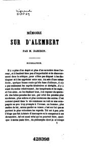Cover of: Mémoire sur d'Alembert par m. Damiron, lu à l'Académie des sciences morales et politiques
