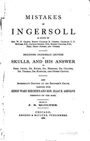 Cover of: Mistakes of Ingersoll: As Shown by Rev. W. F. Crafts, Bishop Charles E ...