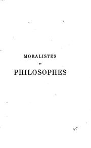 Cover of: Moralistes et philosophes