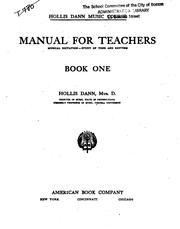 Cover of: Manual for Teachers: Musical Dictation - Study of Tone and Rhythm by Hollis Dann, Hollis Dann