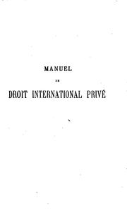 Cover of: Manuel de droit international privé