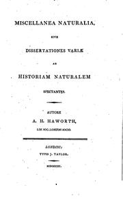 Cover of: Miscellanea naturalia,: sive dissertationes variæ ad historiam naturalem spectantes