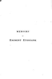 Cover of: Memoirs of Eminent Etonians by Creasy, Edward Shepherd Sir