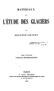 Cover of: Matériaux pour l'étude des glaciers