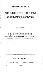 Cover of: Monographia Coleopterorum Micropterorum by Johann Ludwig Christian Gravenhorst