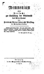 Cover of: Memnonium, oder Versuche zur Enthüllnng der Geheimmisse des Alterthums