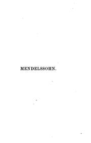 Cover of: Mendelssohn, letters and recollections, tr. by M.E. von Glehn