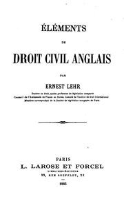 Cover of: Éléments de droit civil anglais